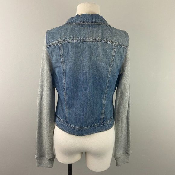 NWOT CHAPS Knit Sleeve Denim Jean Jacket - Picture 4 of 8